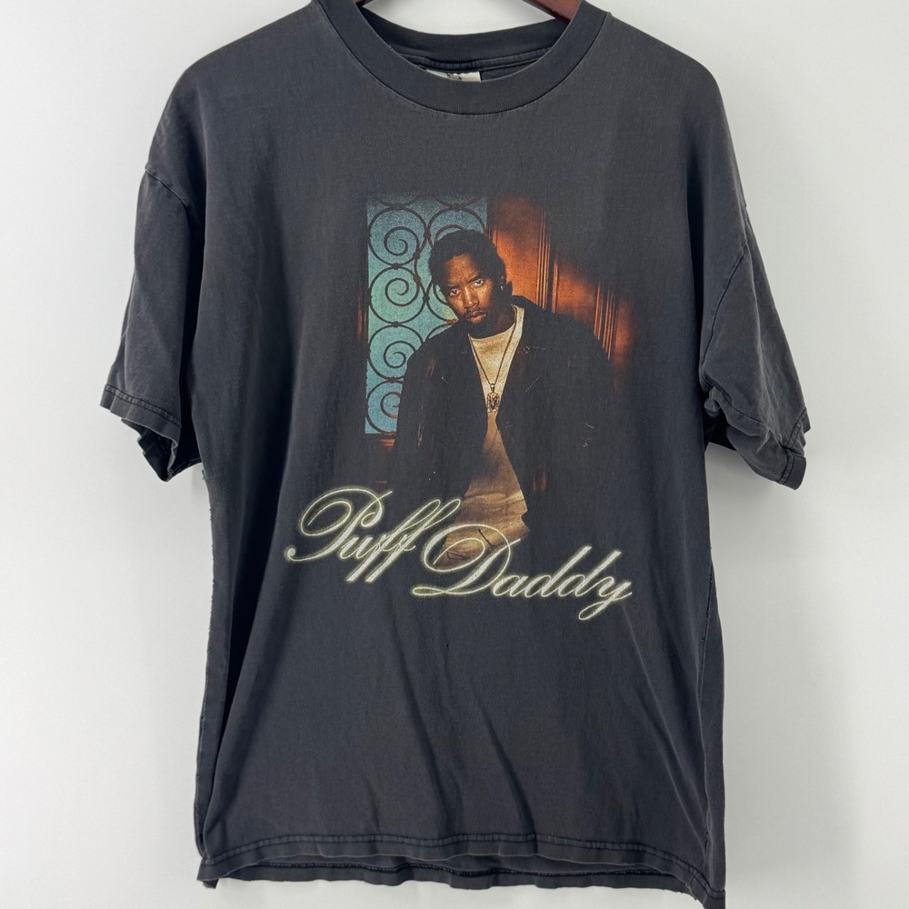 Vintage 90s Puff Daddy Winterland Rap T-Shirt Faded Black XL Sean Diddy Combs